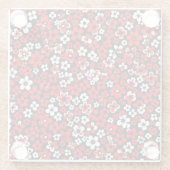 Floral Pattern White and Red Coaster Glasuntersetzer (Rückseite)