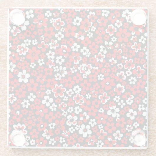 Floral Pattern White and Red Coaster Glasuntersetzer (Rückseite)