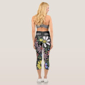 Floral Pattern White Modern Inspirational Quote Capri Leggings (Rückseite)