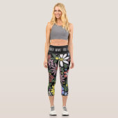 Floral Pattern White Modern Inspirational Quote Capri Leggings (Vorderseite)