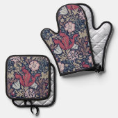 Floral Pattern, William Morris Ofenhandschuh & Topflappen-Set (Vorderseite/Rückseite)