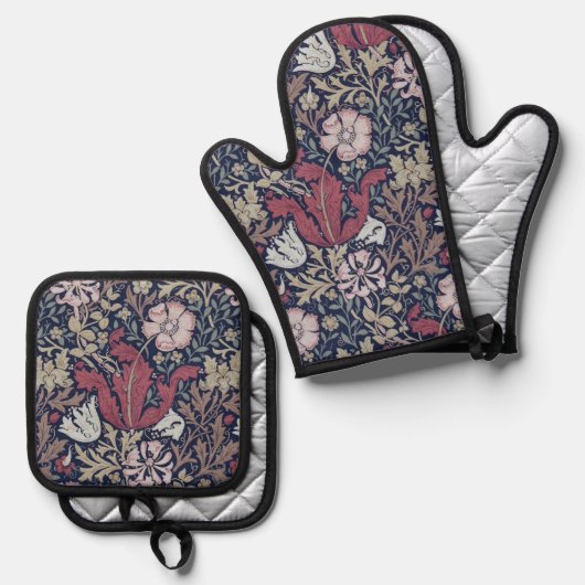 Floral Pattern, William Morris Ofenhandschuh & Topflappen-Set (Vorderseite/Rückseite)
