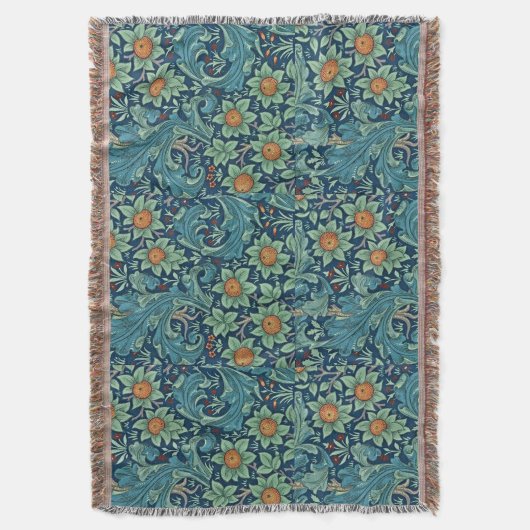 Floral Pattern William Morris Red Yellow Blue Gree Decke (Vorderseite Vertikal)