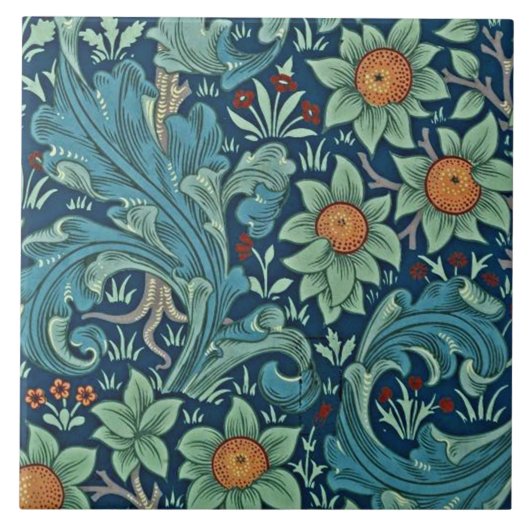 Floral Pattern William Morris Red Yellow Blue Gree Fliese (Vorderseite)