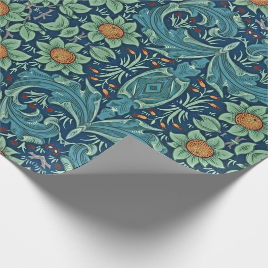 Floral Pattern William Morris Red Yellow Blue Gree Geschenkpapier (Ecke)