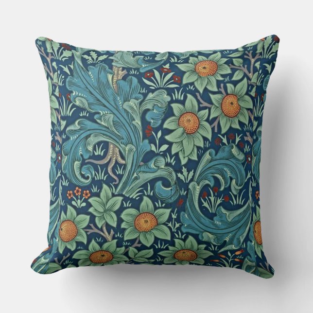 Floral Pattern William Morris Red Yellow Blue Gree Kissen (Vorderseite)