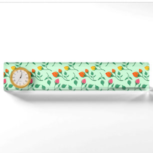Floral pattern with colored rose flowers namensplakette