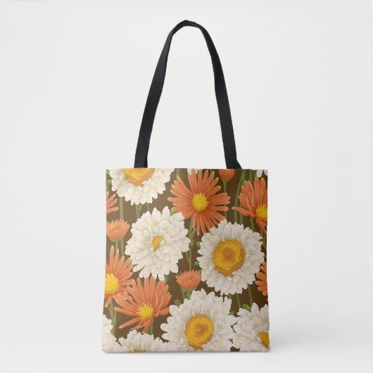 Floral pattern with white and orange flowers tasche (Vorderseite)