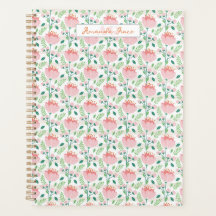 Floral patterned planner in pink and orange