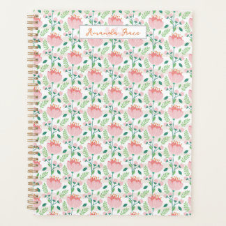 Floral patterned planner in pink and orange planer