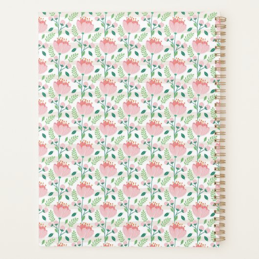Floral patterned planner in pink and orange planer (Rückseite)
