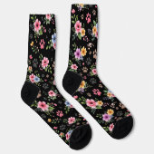 Floral & Paw Print Pattern Socks – Cute Pastel Pet Socken (Rechts)