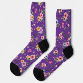 Floral & Paw Print Pattern Socks – Cute Pastel Pet Socken (Linkes Detail)