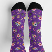 Floral & Paw Print Pattern Socks – Cute Pastel Pet Socken (Oben)