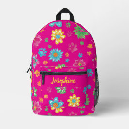 Floral Paw Print Rucksack mit Individuelle Name