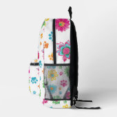 Floral Paw Print Rucksack mit Individuelle Name (Rechts)