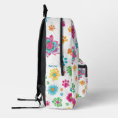 Floral Paw Print Rucksack mit Individuelle Name (Links)