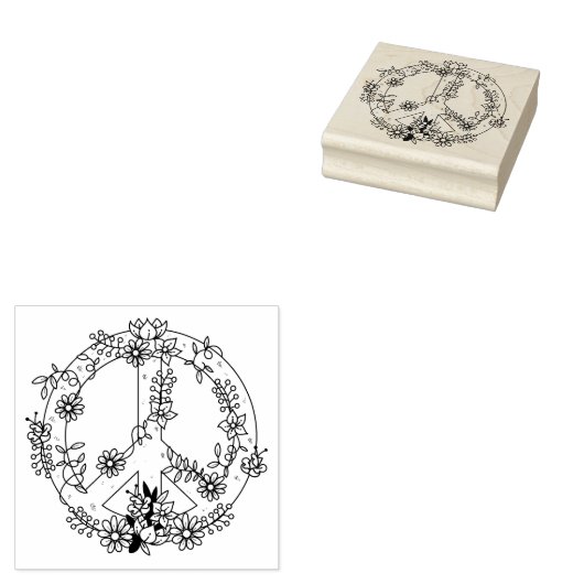 Floral Peace Sign Gummistempel (Stempel)