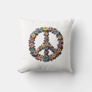 Floral Peace Sign Pillow Kissen