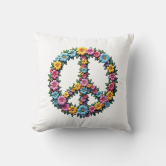 Floral Peace Sign Pillow Kissen