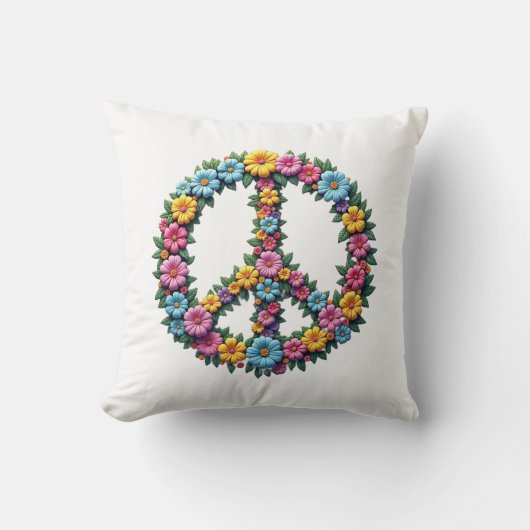 Floral Peace Sign Pillow Kissen (Vorderseite)