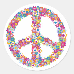 Floral Peace Sign Stickers