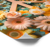 Floral Peace Symbol Art Poster - Retro 60er Blume (Ecke)