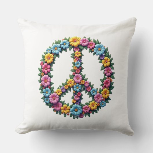 Floral Peace Symbol Kissen (Vorderseite)