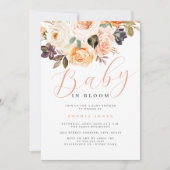 Floral Peach Baby in Bloom Baby Dusche Einladung (Vorderseite)