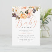 Floral Peach Baby in Bloom Baby Dusche Einladung (Stehend Vorderseite)