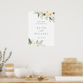 Floral Peach Blush Minimal Modern Wedding Sign Poster (Küche)