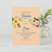 Floral Peach Fuzz Hochzeitseinladung Einladung (Stehend Vorderseite)