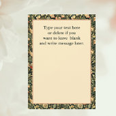 Floral Peach Green Cream William Morris Inspired Dankeskarte