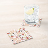 Floral Peach Green Whimsical Rechteckiger Pappuntersetzer (Vor Ort)