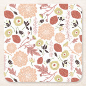 Floral Peach Green Whimsical Rechteckiger Pappuntersetzer (Vorderseite)
