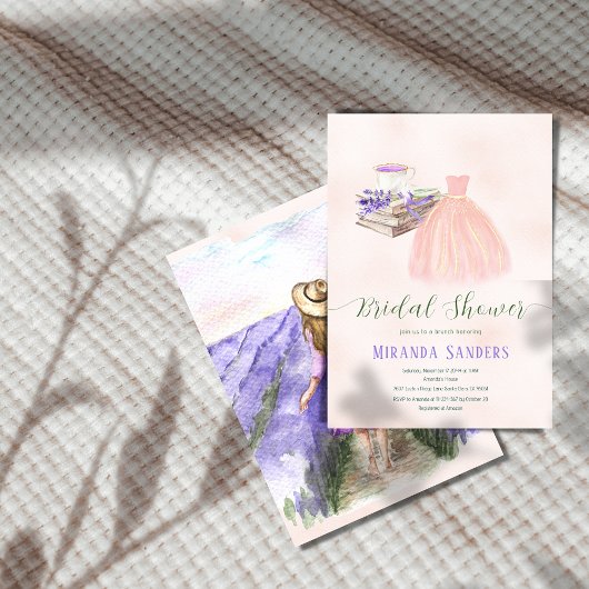 Floral Peach Lavender Dress Book Teezeremonie Brun Einladung