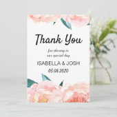 Floral Peach Peony Dankeschön Karten (Stehend Vorderseite)