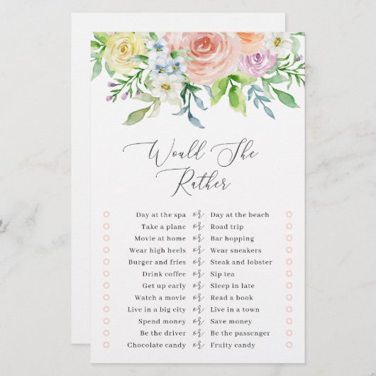 Floral Peach würde sie eher Brautparty Game (Vorne/Hinten)