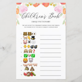 Floral Peaches Emoji Pictionary Baby Showspiel