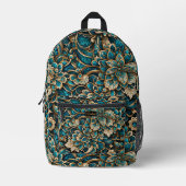Floral Peacock Blue Mandala Bedruckter Rucksack (Vorderseite)