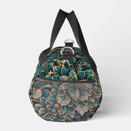 Floral Peacock Blue Mandala Duffle Bag (Rechts)