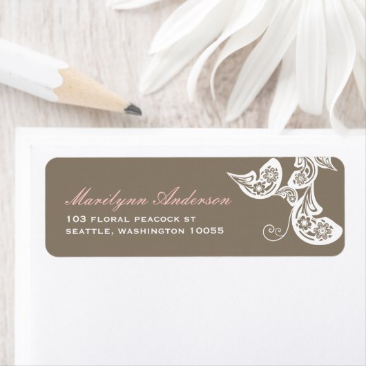 Floral Peacock Boho Chic Wedding Address Labels (Insitu)