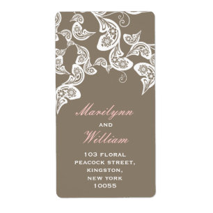 Floral Peacock Boho Chic Wedding Address Labels