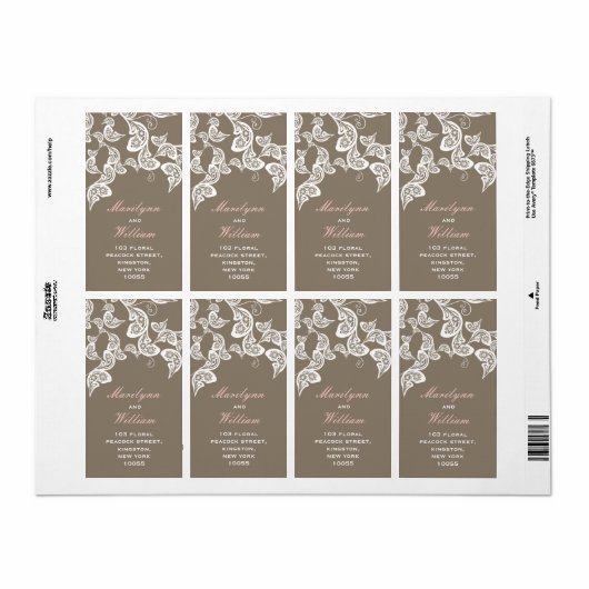 Floral Peacock Boho Chic Wedding Address Labels (Vorne)