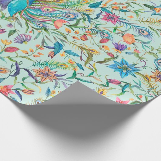 Floral Peacock Geschenkpapier (Ecke)