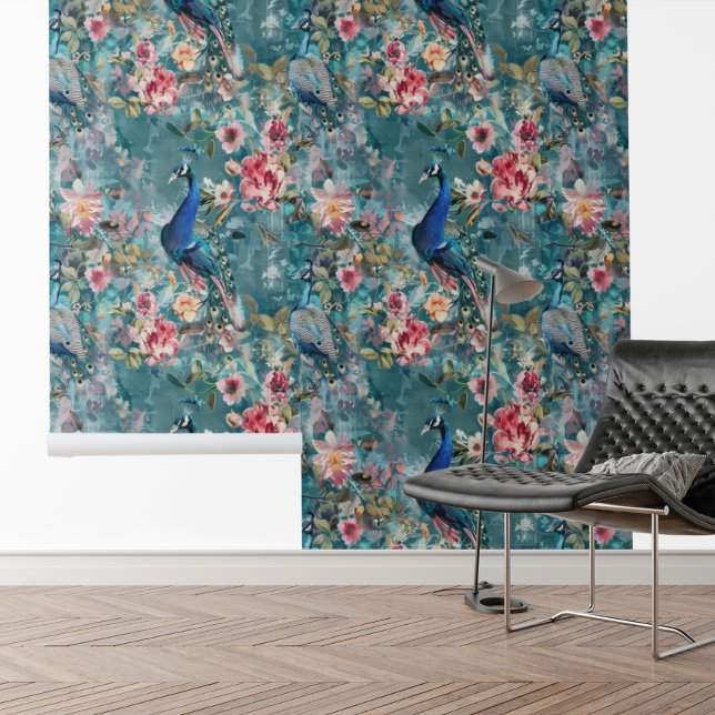Floral Peacock Vintage Textur Aussehen Blume Tapete (Von Creator hochgeladen)