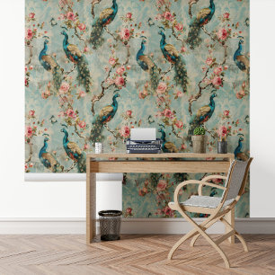 Floral Peacock Vintage Textur Aussehen Blume Tapete