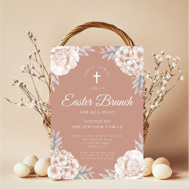 Floral Peonies Religious Cross Oster Brunch Einladung