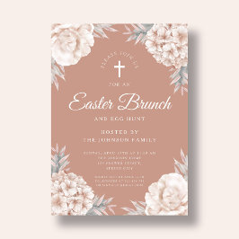 Floral Peonies Religious Cross Oster Brunch Einladung