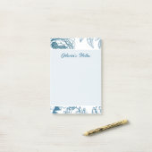Floral Peony Blue Post-it Klebezettel (Auf Schreibtisch)